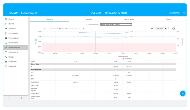 Galeon's interface: the delivery record