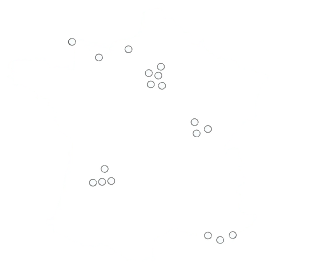 Carte de France avec les établissements reliés par Galeon