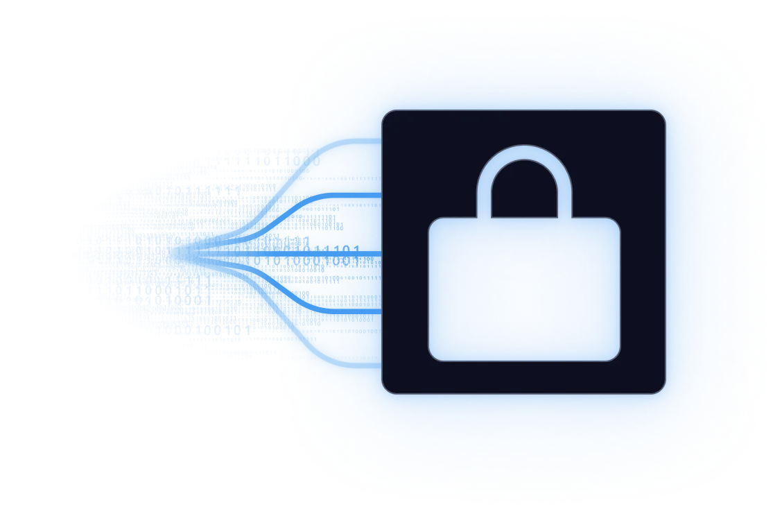 Illustration d'un cadenas sur fond sombre avec des flux de données binaires convergeant vers lui, symbolisant la cybersécurité