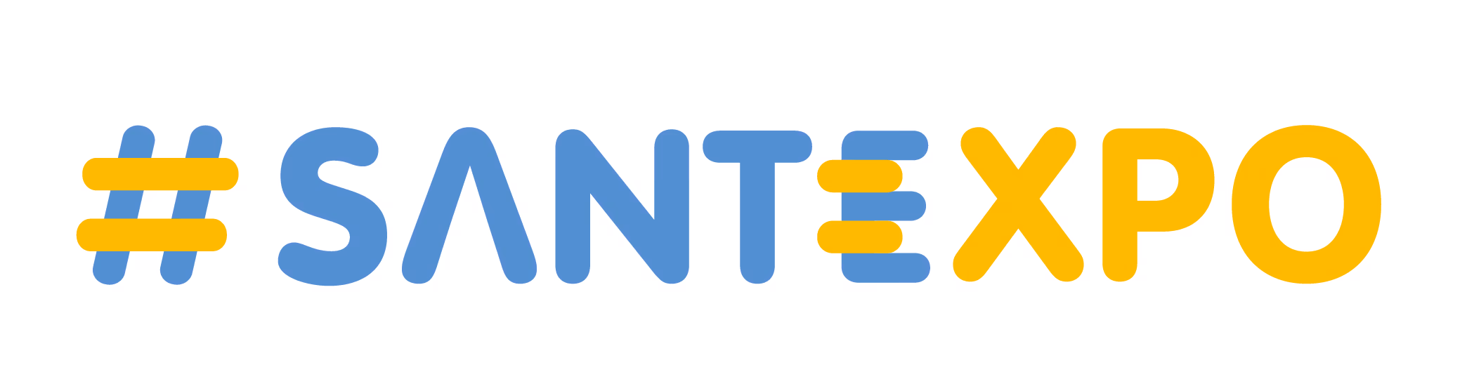 #SANTEXPO logo in blue and yellow letters, healthcare trade show