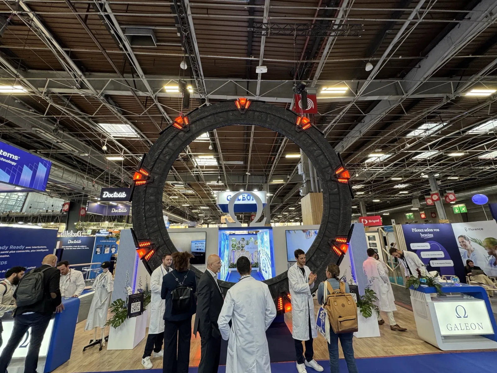 The Galeon booth and its stargate in the SantExpo exhibition hall, Paris Expo Porte de Versailles